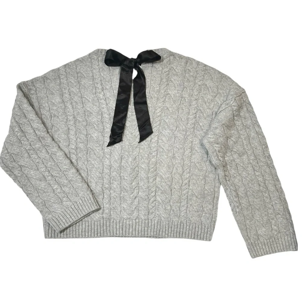 J. Crew Tie Back Cable Knit Sweater